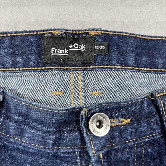 Frank + Oak Jeans Mens 32x32 Blue Cooper Slim Button Fly Made in Canada Denim - Picture 2 of 11